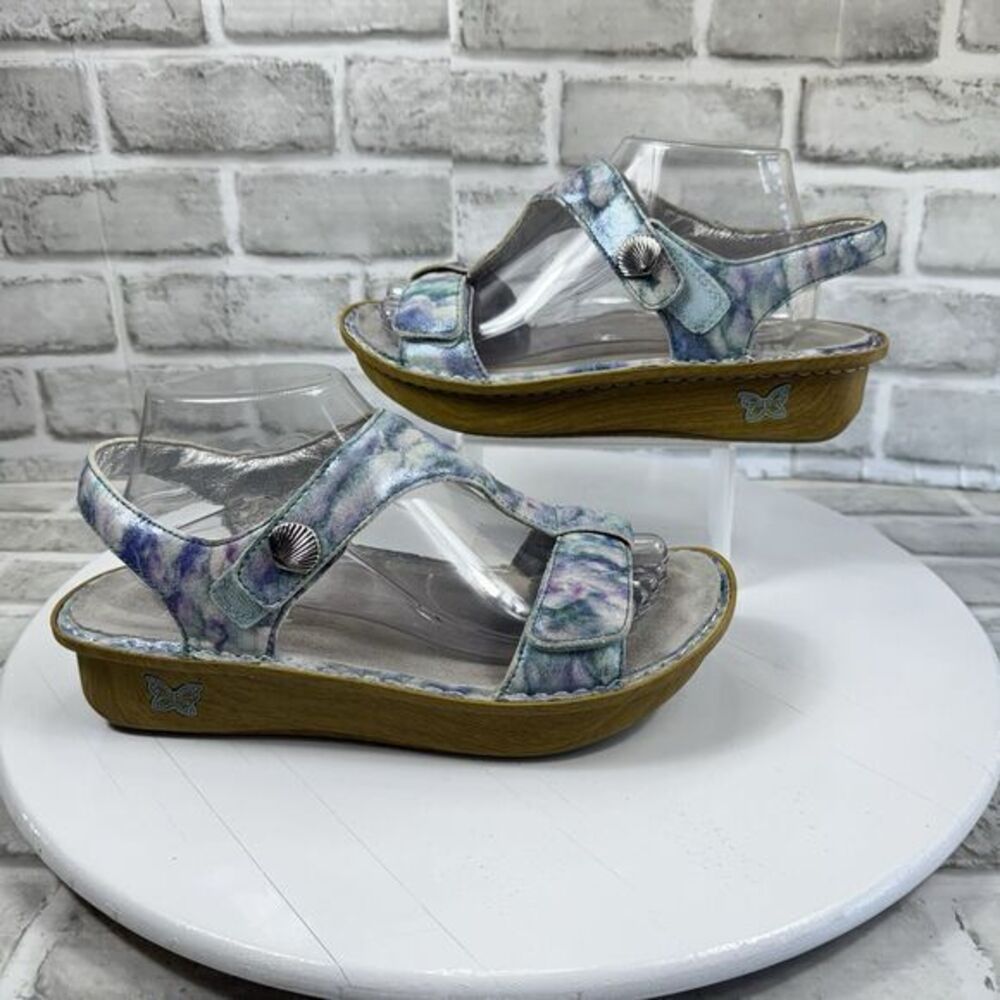 Alegria Ken Size 9 Impressionista Adjustable Strap Blue Leather Comfort Sandal
